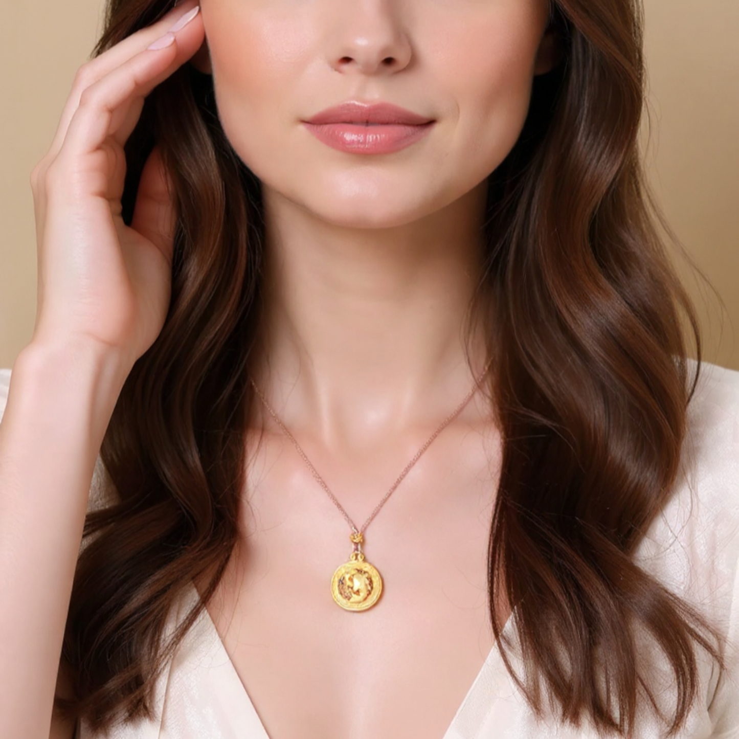 24k 999 Gold Compass Koi Fish Pendant with Rope Chain Necklace