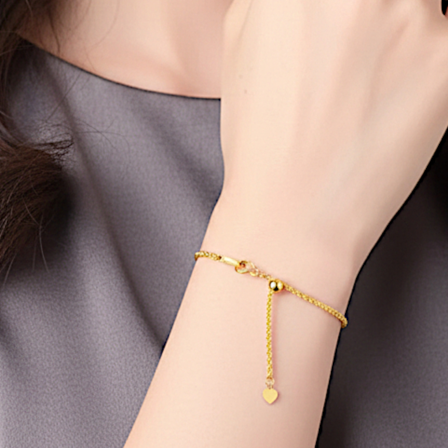 18K Real Gold Minimal Braided Twist Chain Adjustable Bracelet