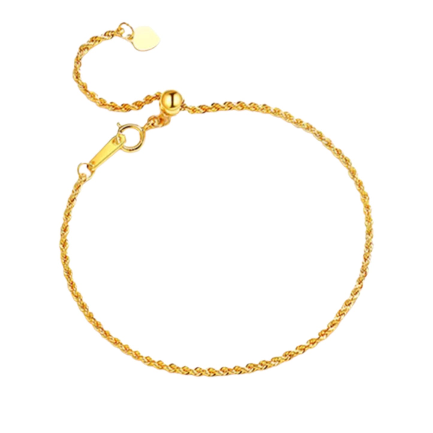 18K Real Gold Minimal Braided Twist Chain Adjustable Bracelet