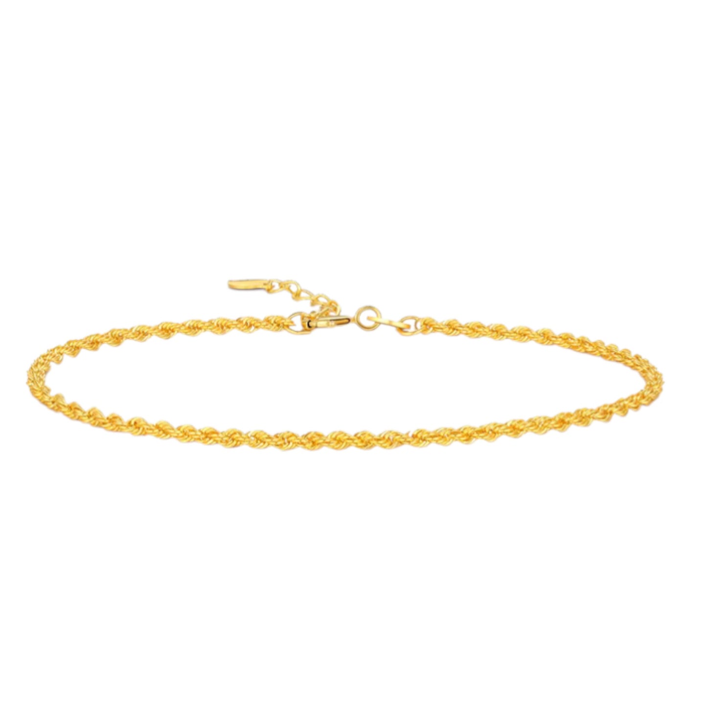 18K Real Gold Minimal Braided Twist Chain Adjustable Bracelet