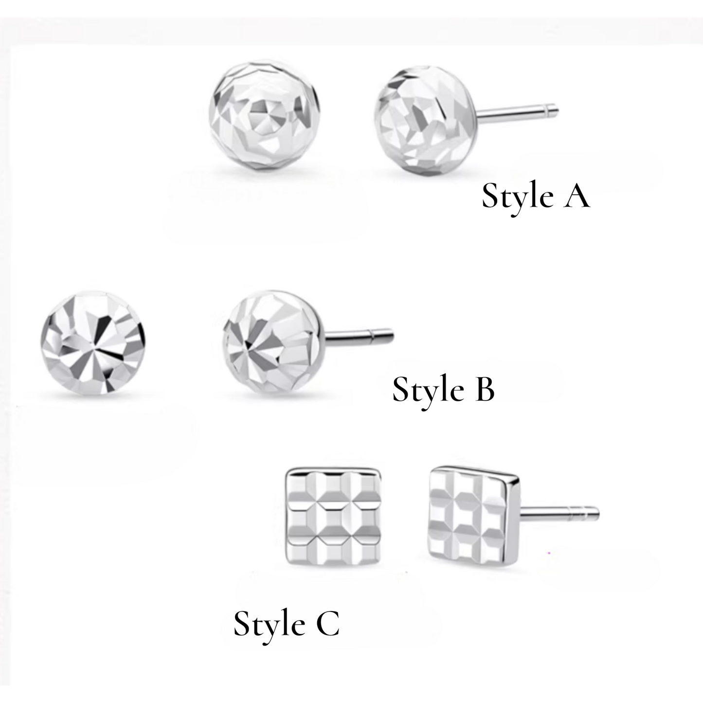 Pt950 Minimal Square Round Stud Earrings