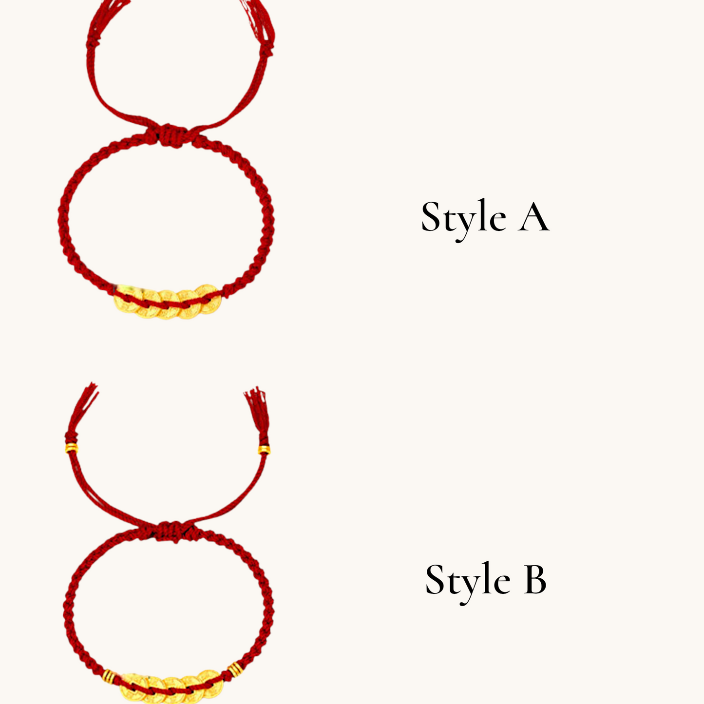 24k 999 Gold Five Emperor Coins Gourd Charm Red Rope Bracelet