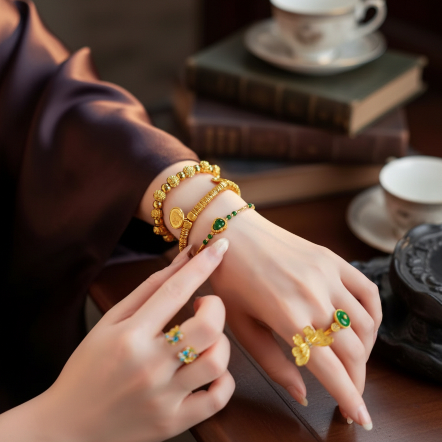 24k 999 Gold Lucky Walnut Beads Bracelet