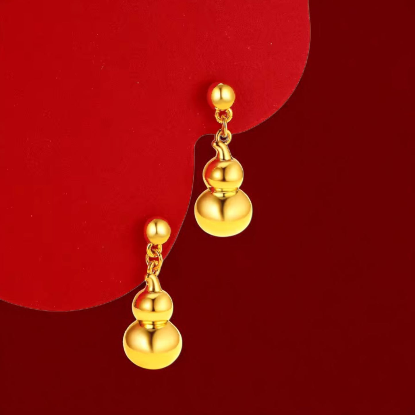 24K 999 Gold Lucky Gourd Stud Earrings