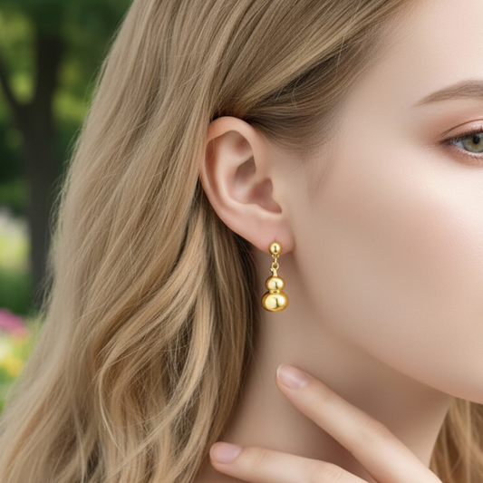 24K 999 Gold Lucky Gourd Stud Earrings