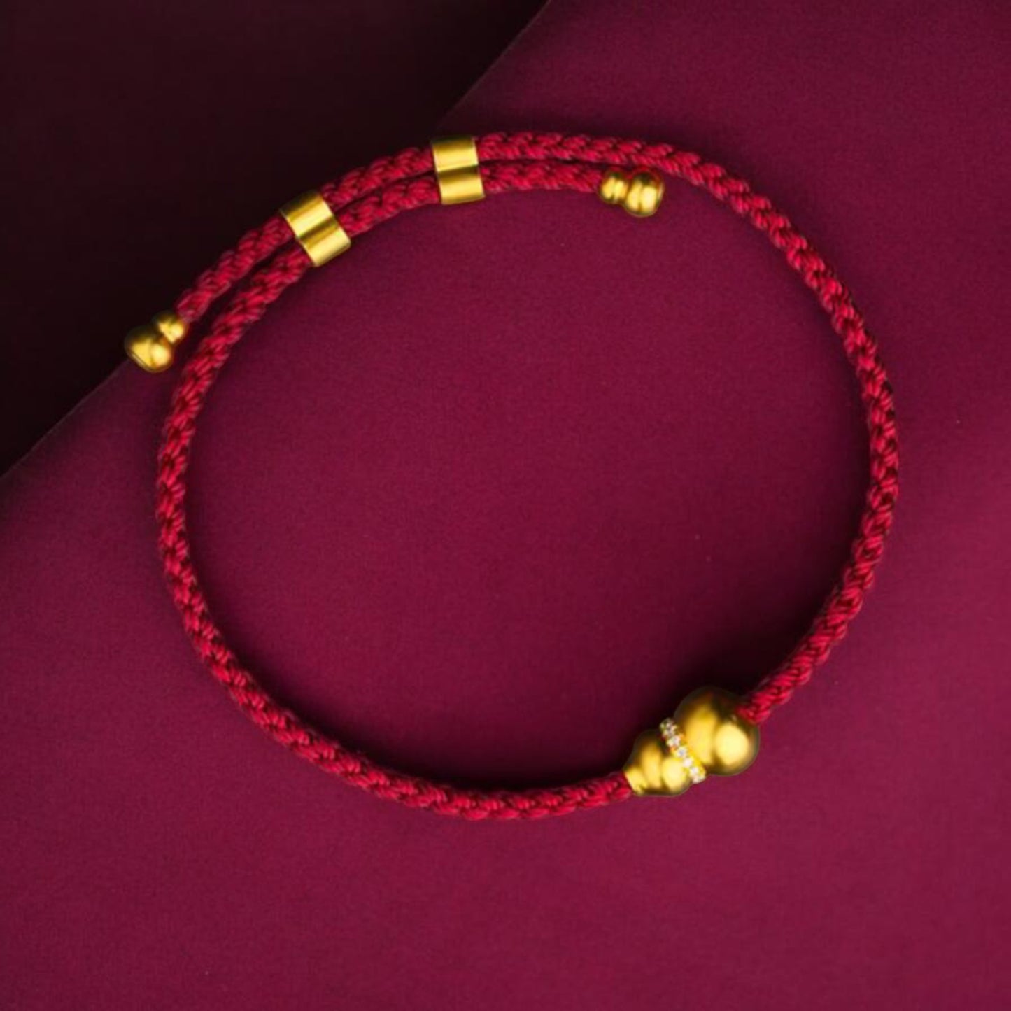24k 999 Gold Lucky Gourd Charm Red Rope Bracelet