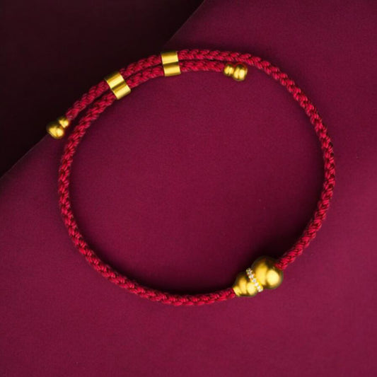24k 999 Gold Lucky Gourd Charm Red Rope Bracelet