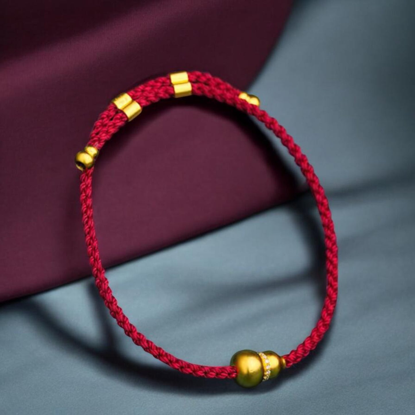 24k 999 Gold Lucky Gourd Charm Red Rope Bracelet