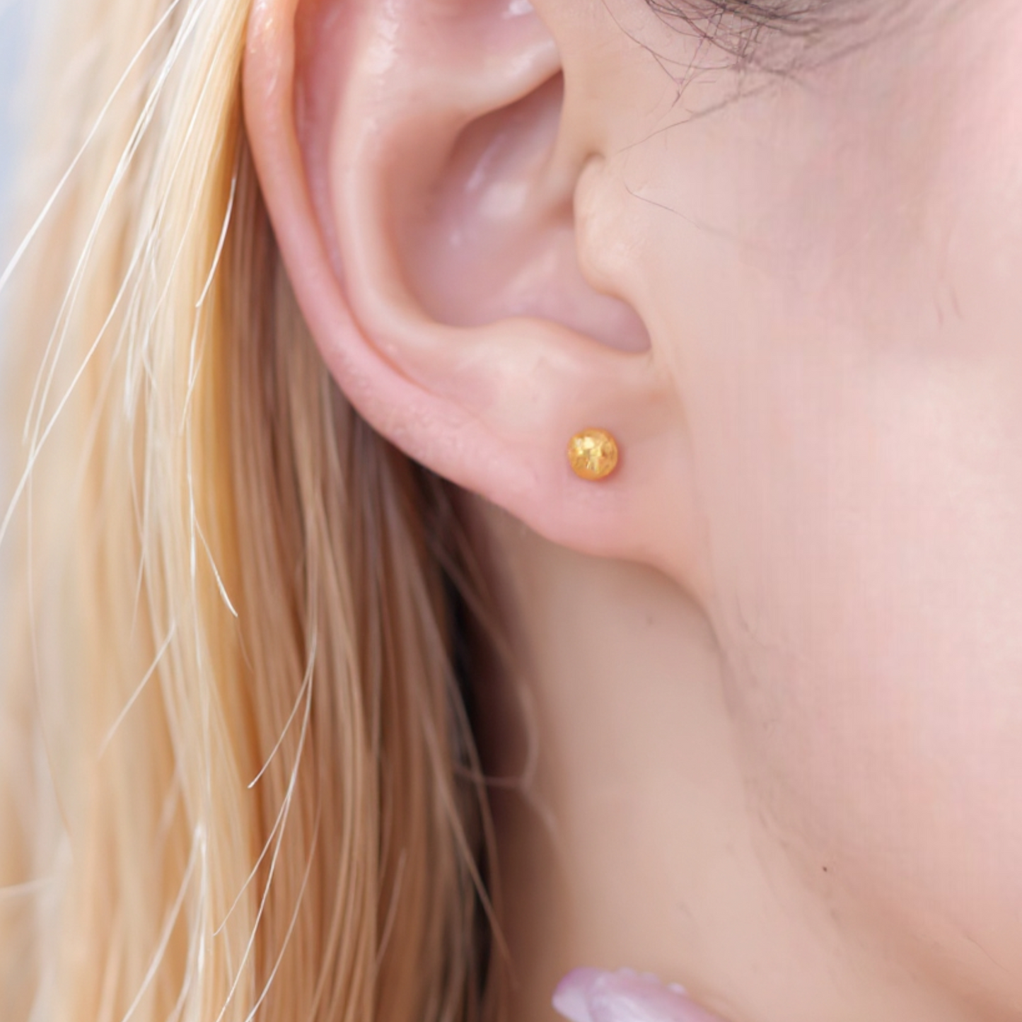 18K Gold Bead Minimal Stud Earrings