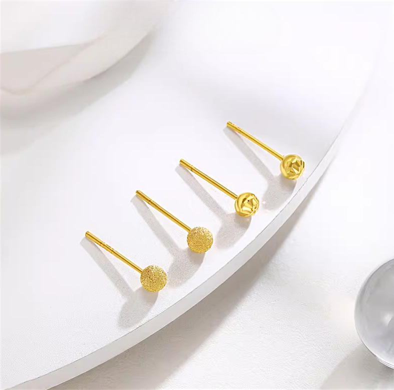 18K Gold Bead Minimal Stud Earrings