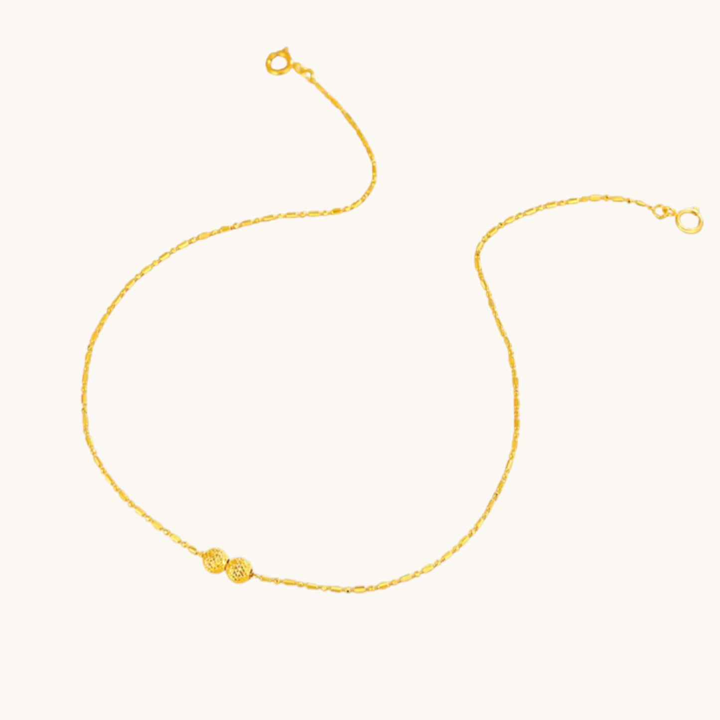 18K 999 Gold Bead and Chain Minimal Bracelet