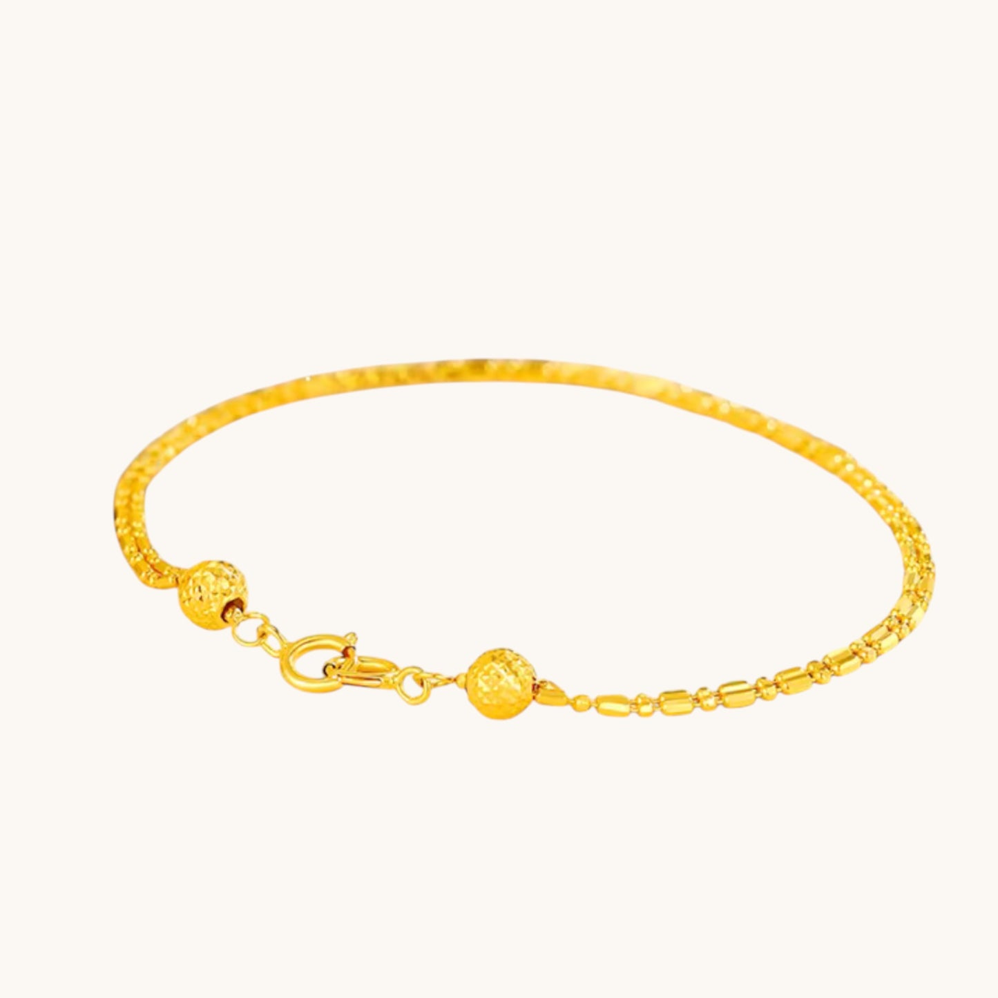 18K 999 Gold Bead and Chain Minimal Bracelet