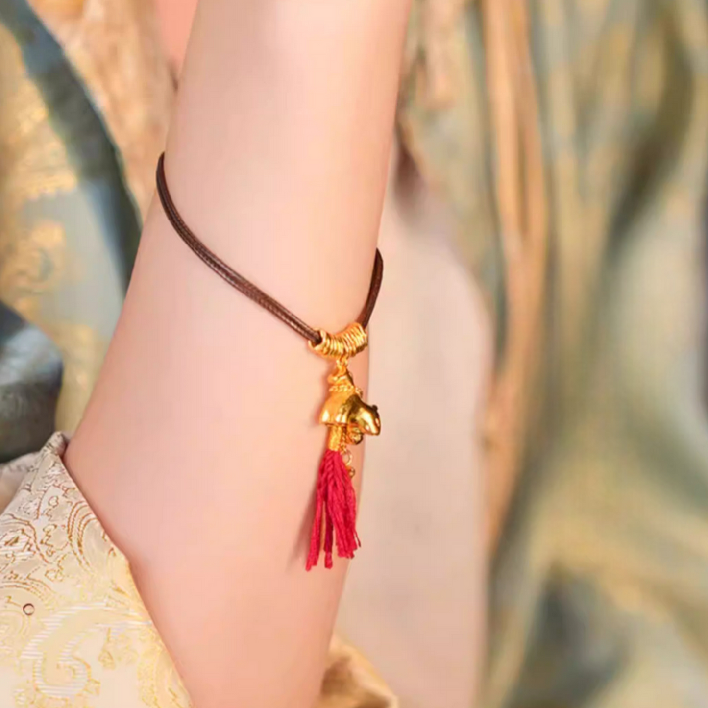 24k 999 Gold Zodiac Year of Horse with Tassel Pendant Bracelet Necklace