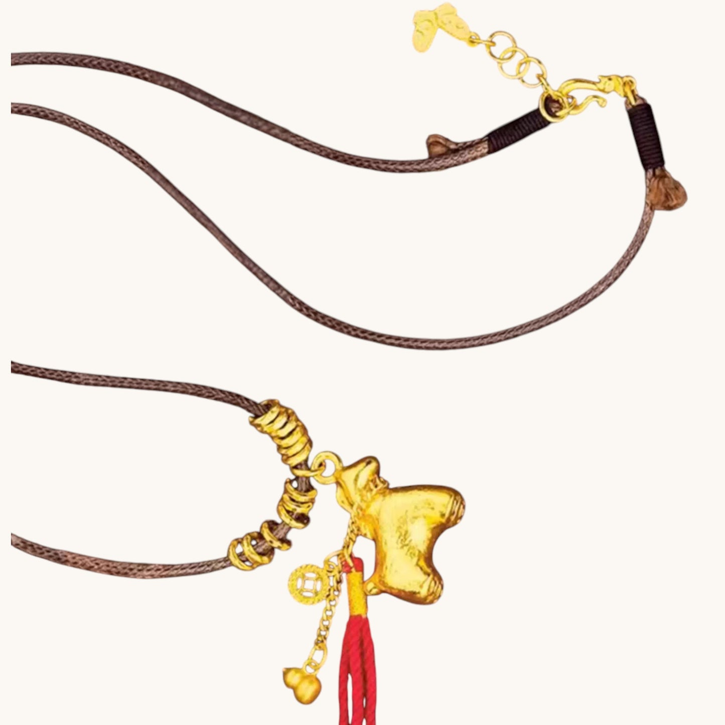 24k 999 Gold Zodiac Year of Horse with Tassel Pendant Bracelet Necklace