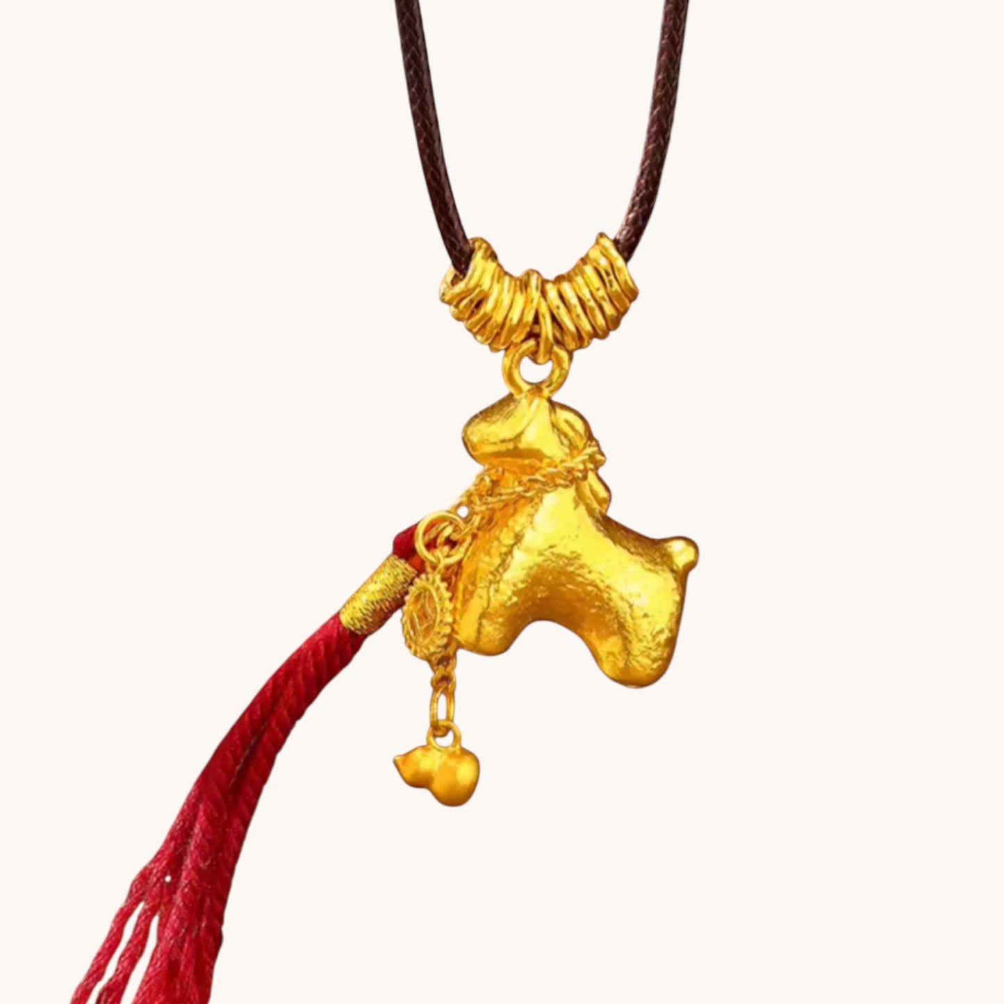 24k 999 Gold Zodiac Year of Horse with Tassel Pendant Bracelet Necklace