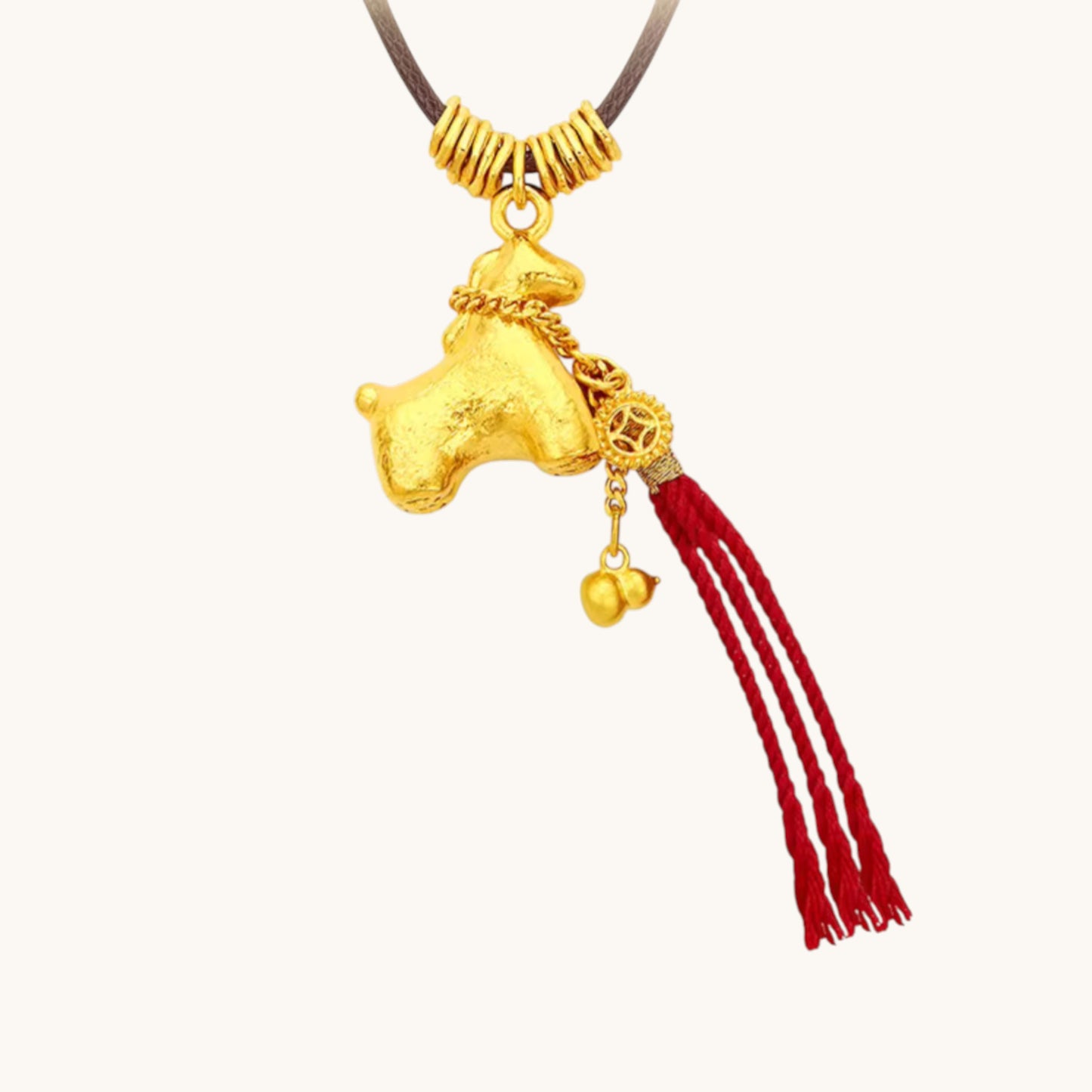 24k 999 Gold Zodiac Year of Horse with Tassel Pendant Bracelet Necklace