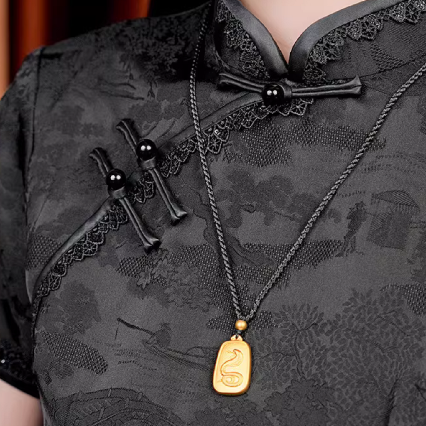 24K 999 Gold Chinese Zodiac Animal Pendant Rope Necklace