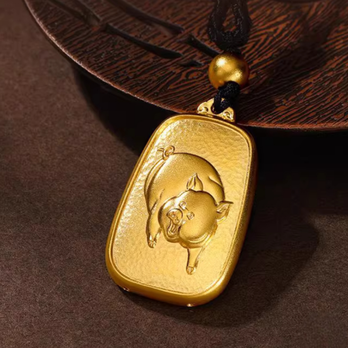 24K 999 Gold Chinese Zodiac Animal Pendant Rope Necklace