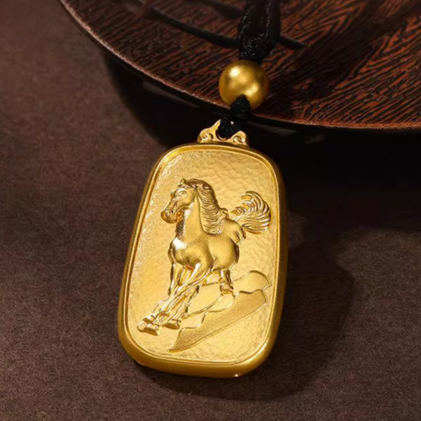24K 999 Gold Chinese Zodiac Animal Pendant Rope Necklace