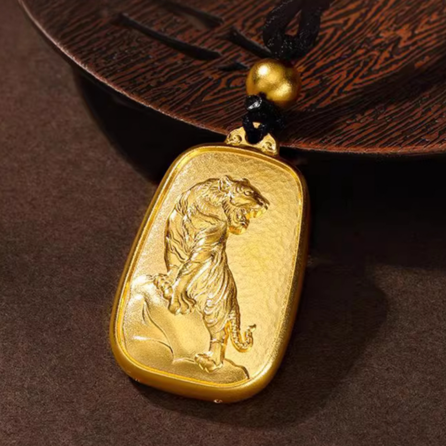 24K 999 Gold Chinese Zodiac Animal Pendant Rope Necklace