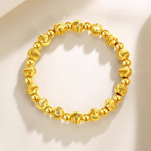 24k 999 Gold Lucky Cat Eye Beads Bracelet