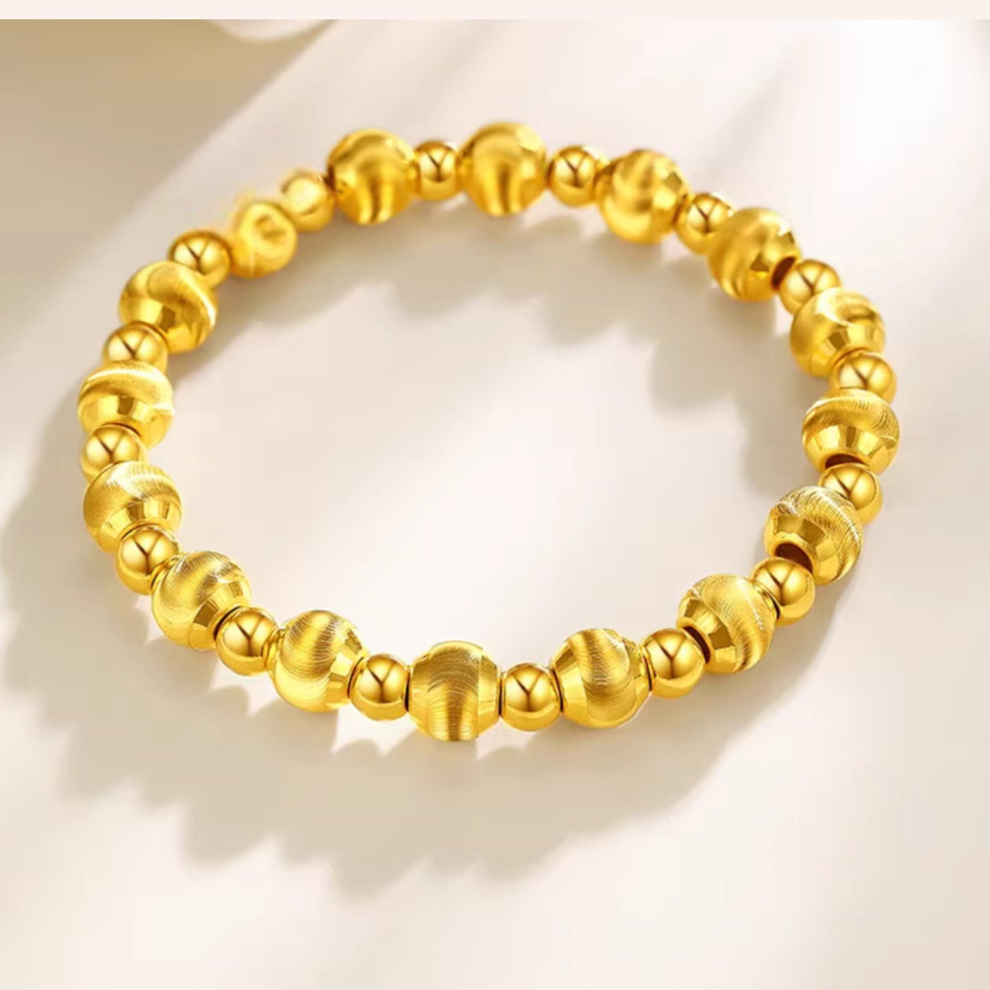 24k 999 Gold Lucky Cat Eye Beads Bracelet