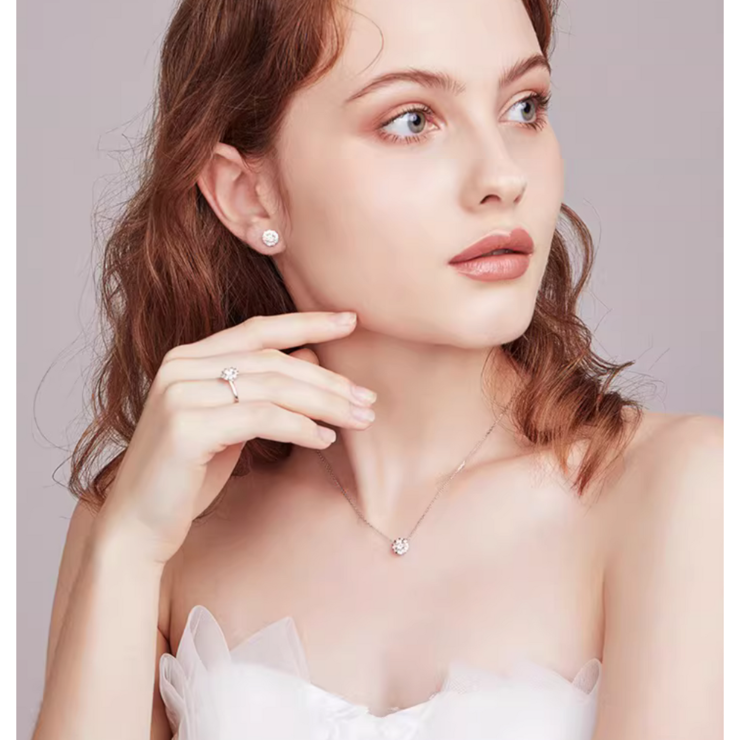 18K White Gold Diamond Pendant Necklace for Women Wedding Bridal