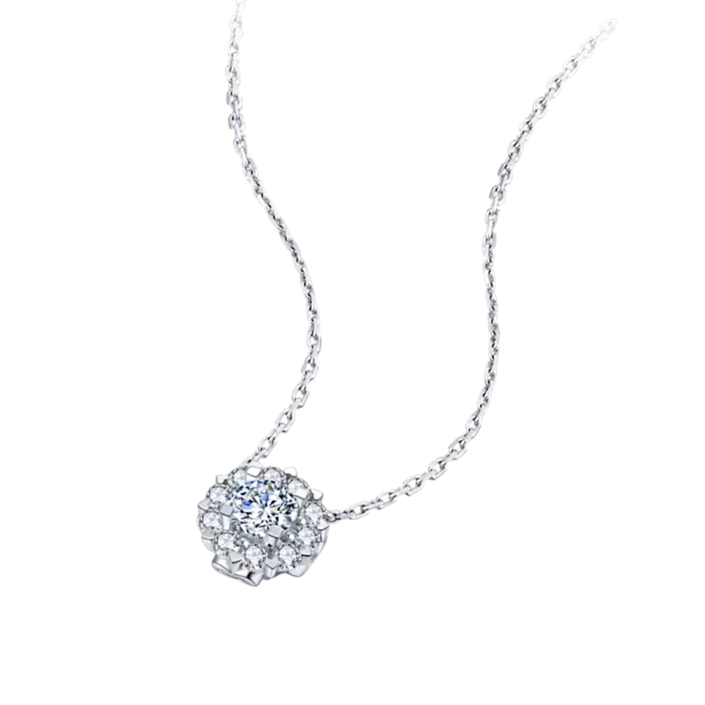 18K White Gold Diamond Pendant Necklace for Women Wedding Bridal