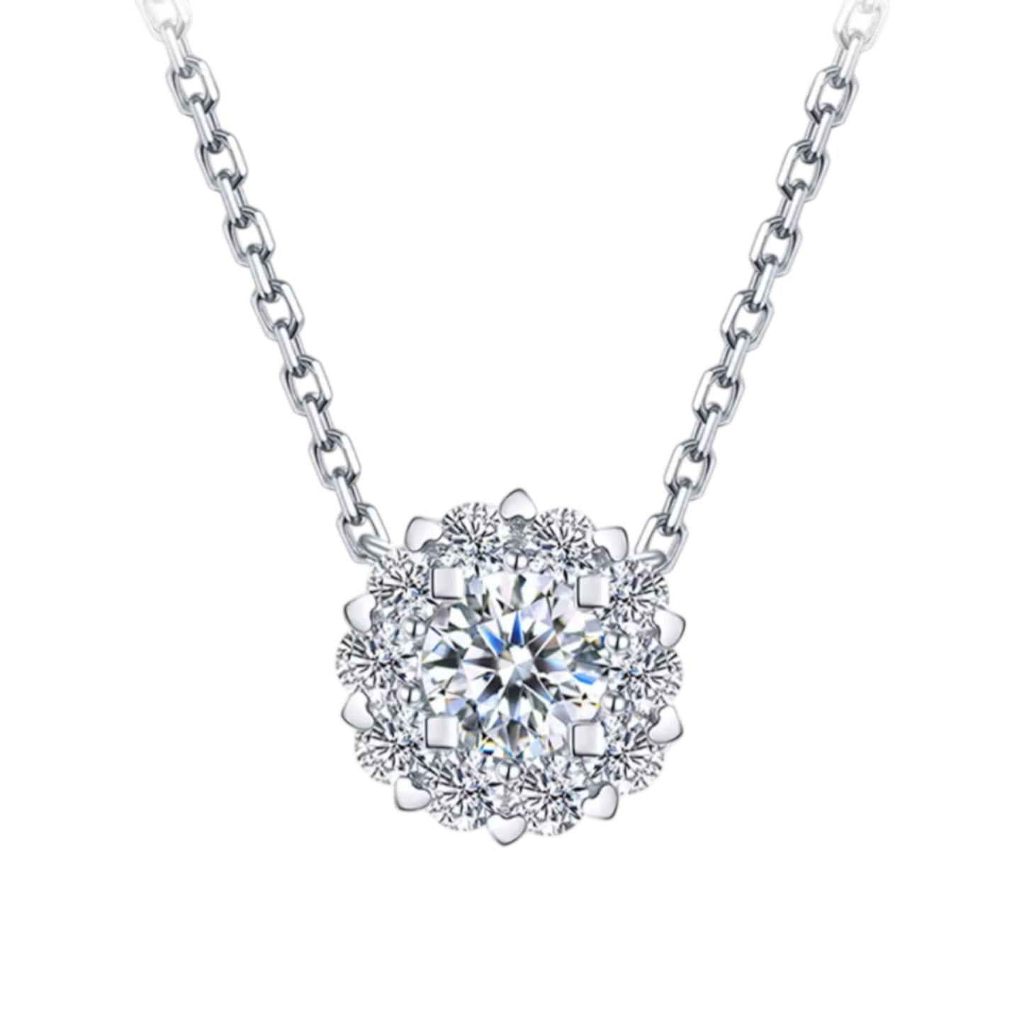 18K White Gold Diamond Pendant Necklace for Women Wedding Bridal