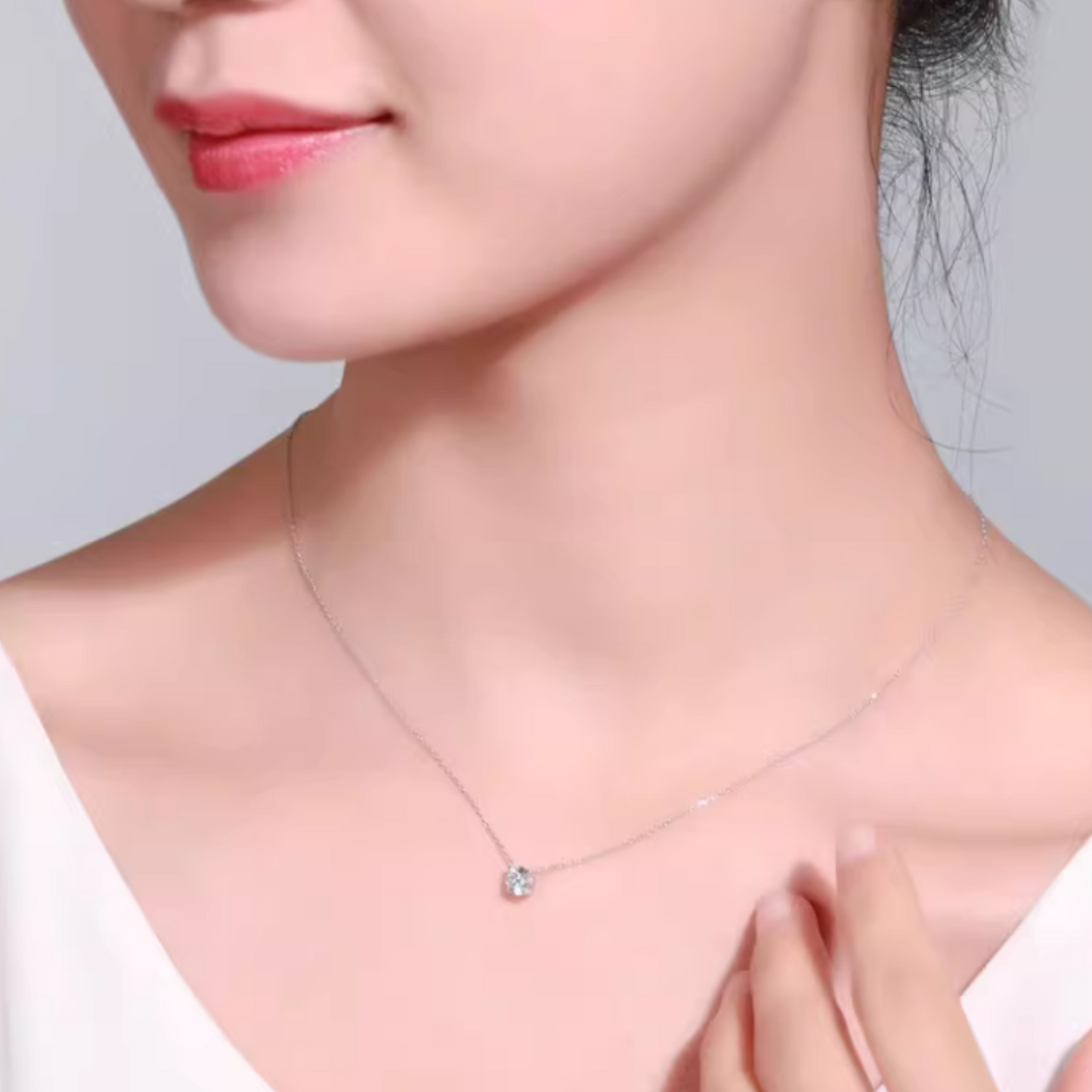 18K White Gold Diamond Pendant Necklace for Women Wedding Bridal