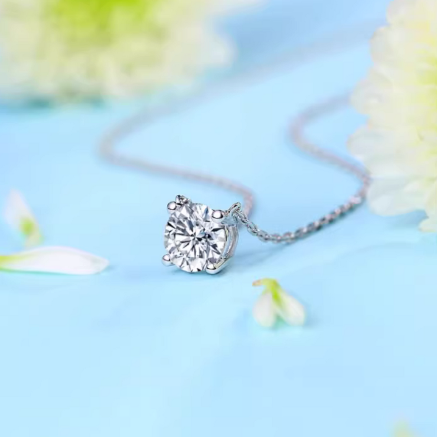 18K White Gold Diamond Pendant Necklace for Women Wedding Bridal