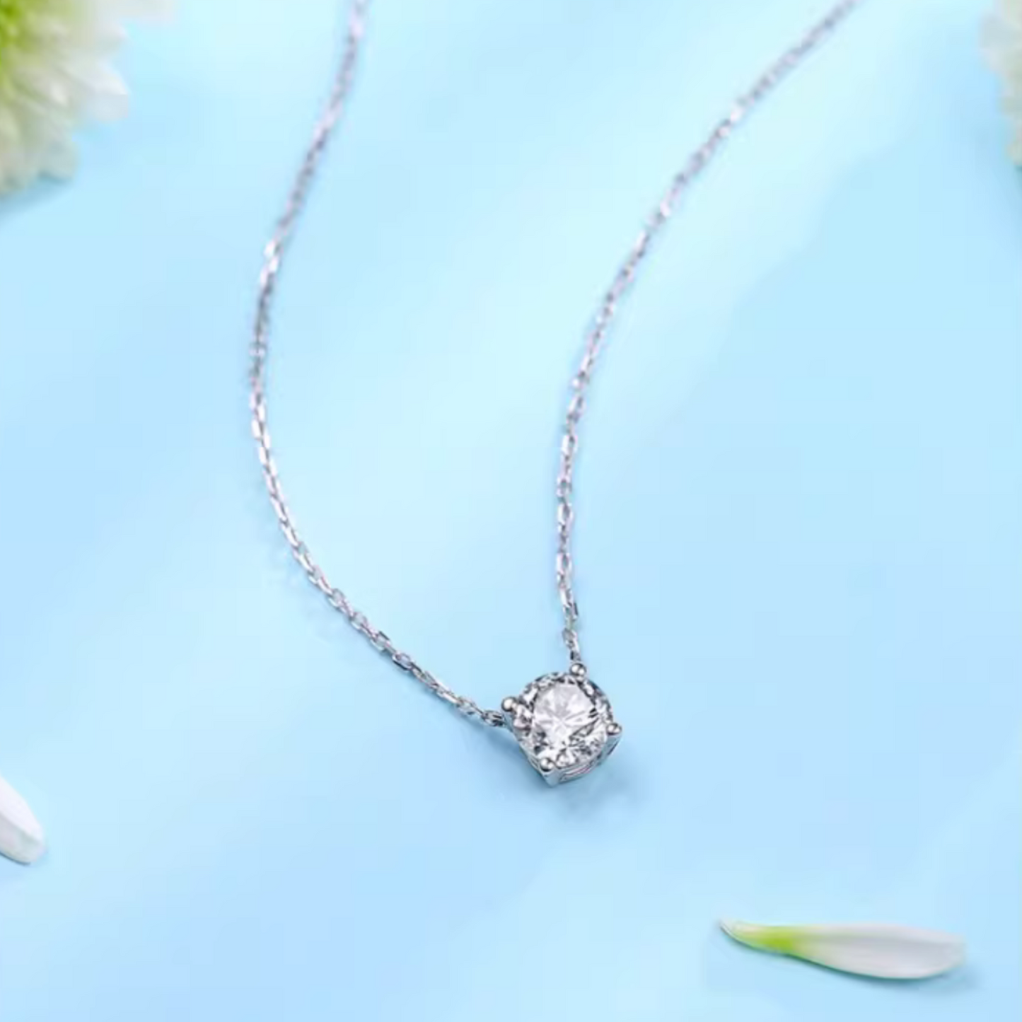 18K White Gold Diamond Pendant Necklace for Women Wedding Bridal