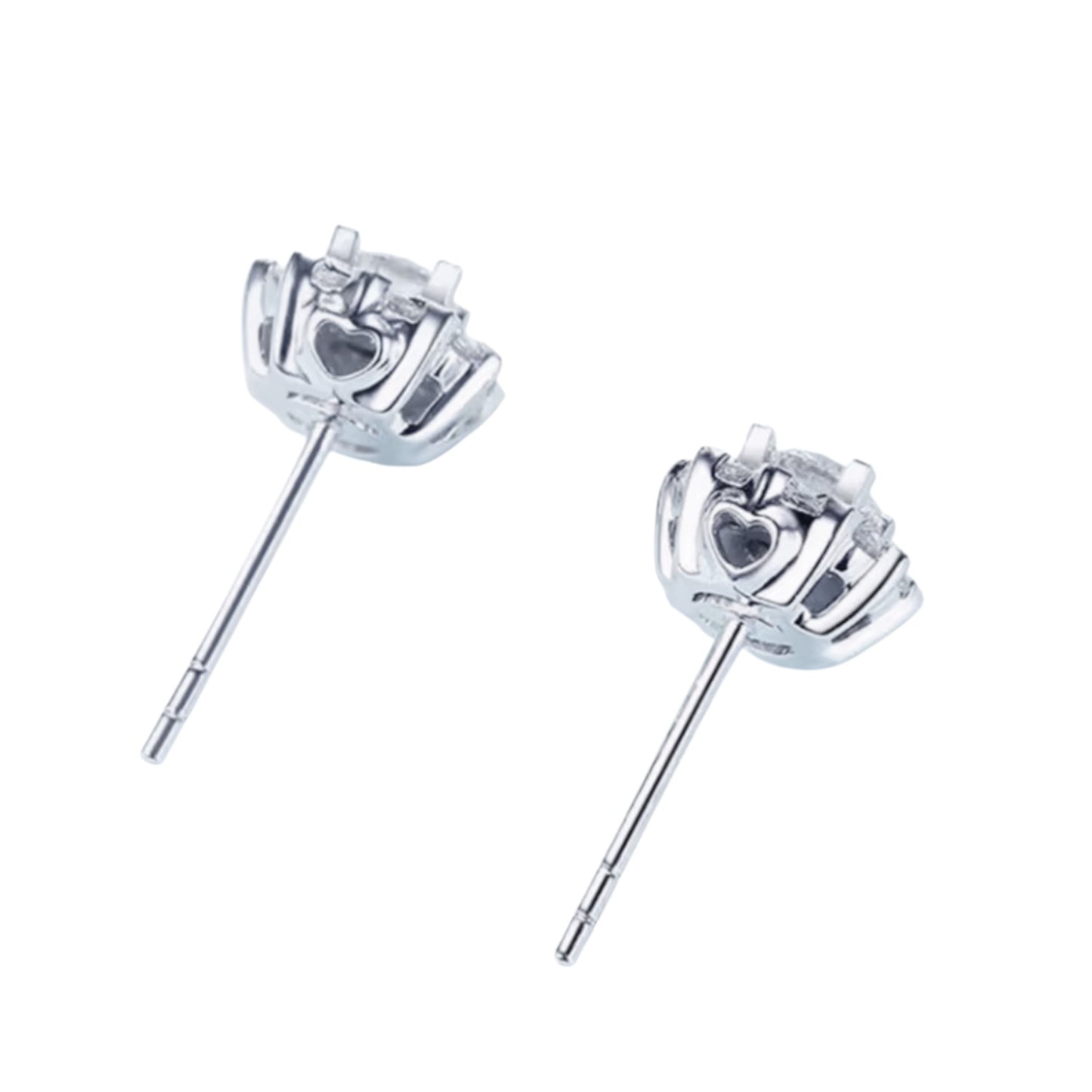 18K White Gold Minimal Diamond Wedding Bridal Stud Earrings and Necklace