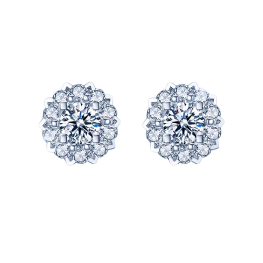 18K White Gold Minimal Diamond Wedding Bridal Stud Earrings and Necklace