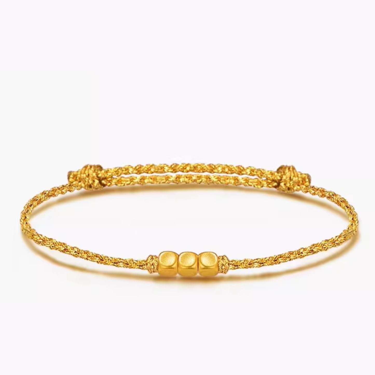 24K 999 Gold Minimal Minimalist Beads Bracelet