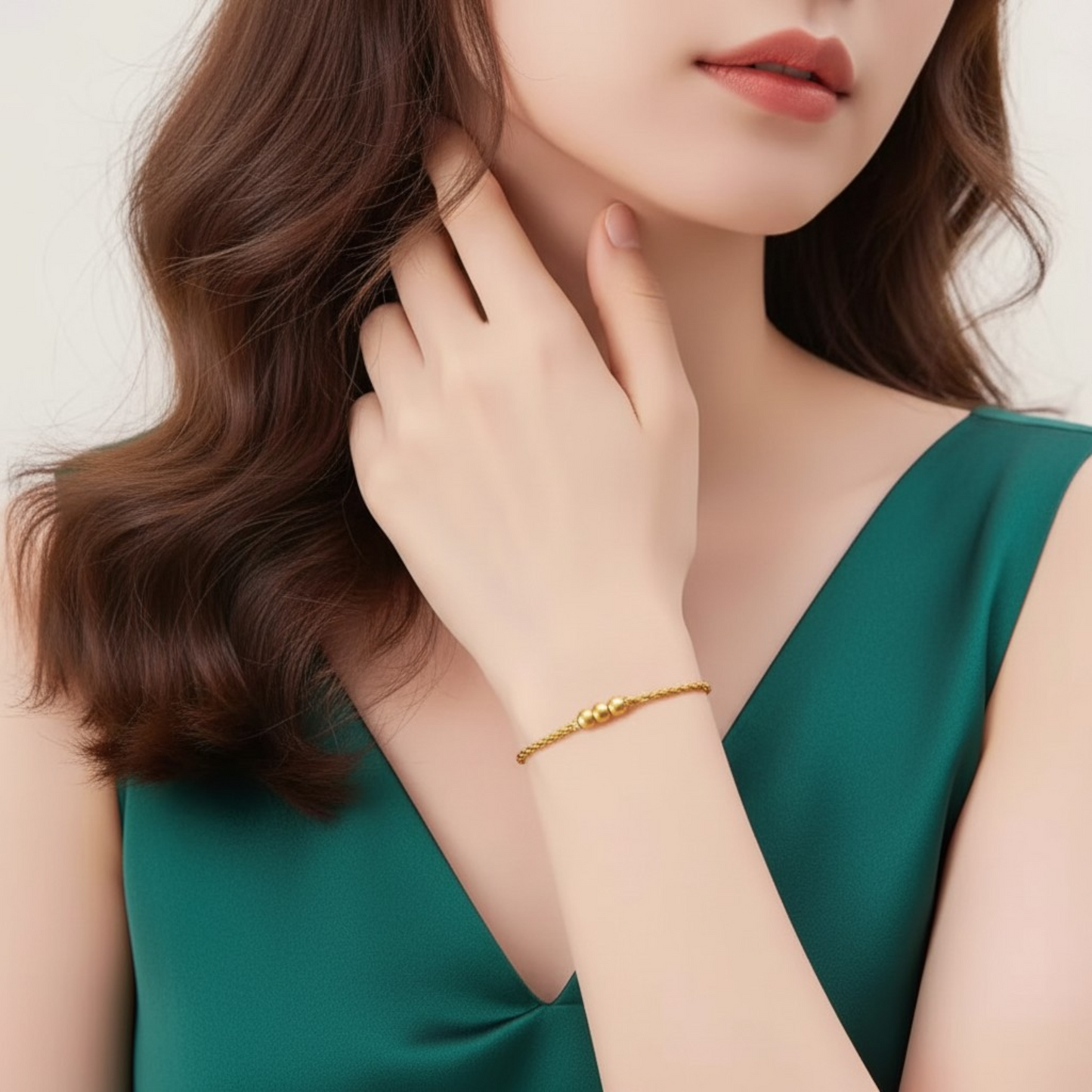 24K 999 Gold Minimal Minimalist Beads Bracelet