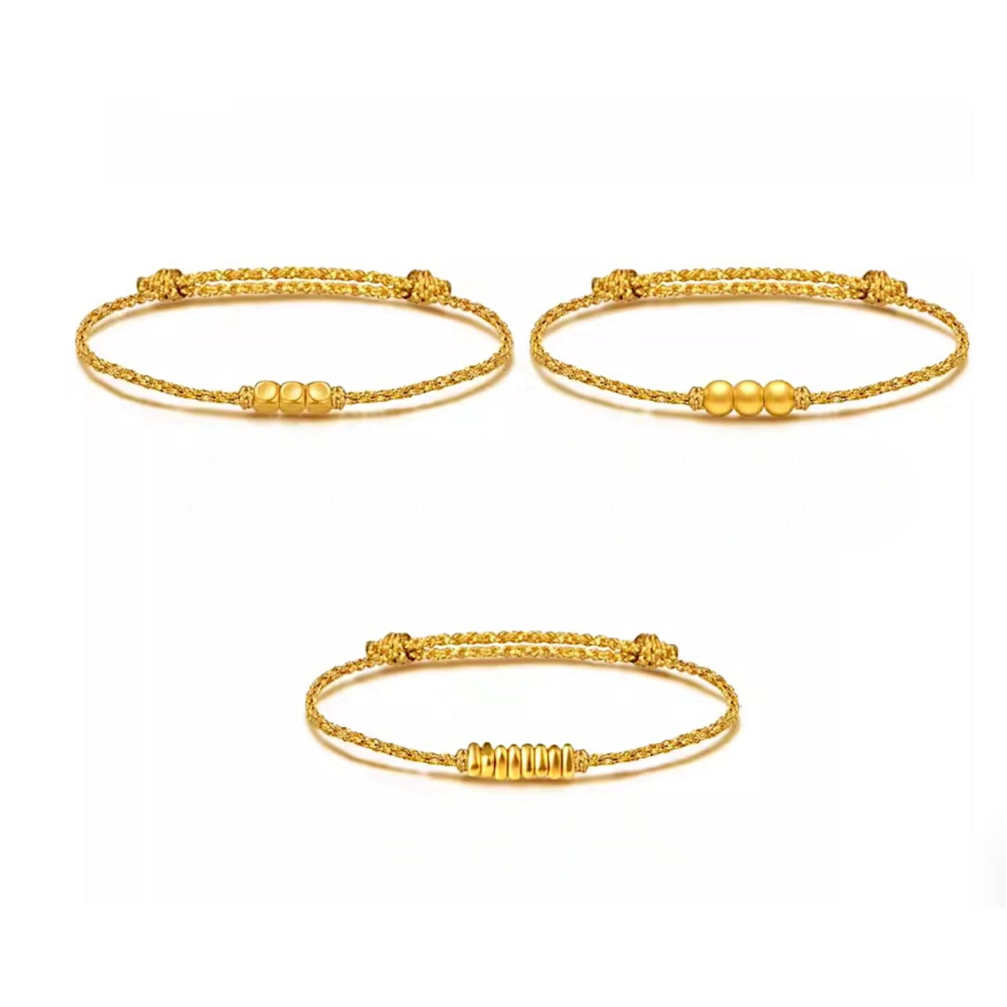 24K 999 Gold Minimal Minimalist Beads Bracelet