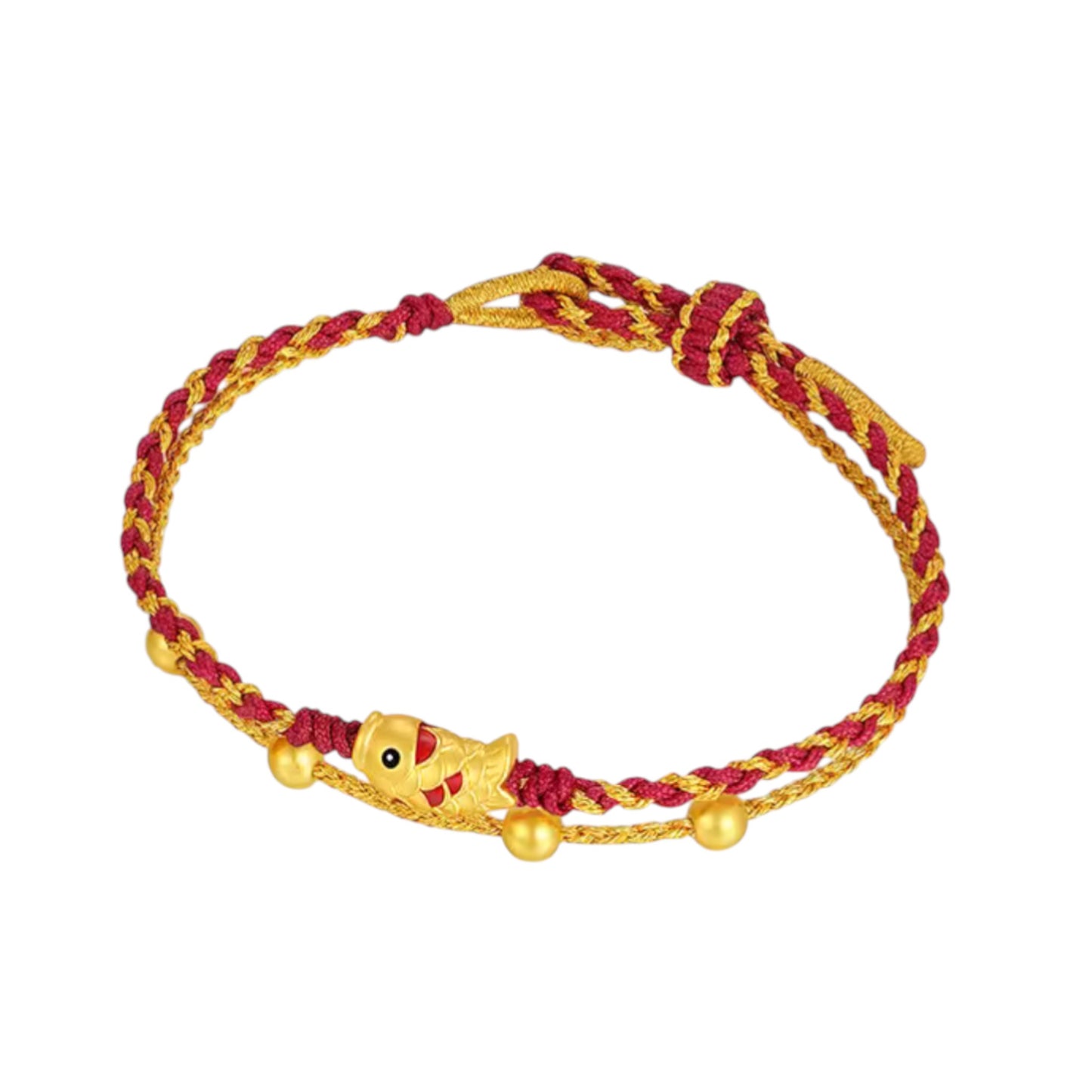 24K 999 Gold Enamel Ingot Pixiu Gourd Lucky Bag Charm Layer Rope Braided Bracelet