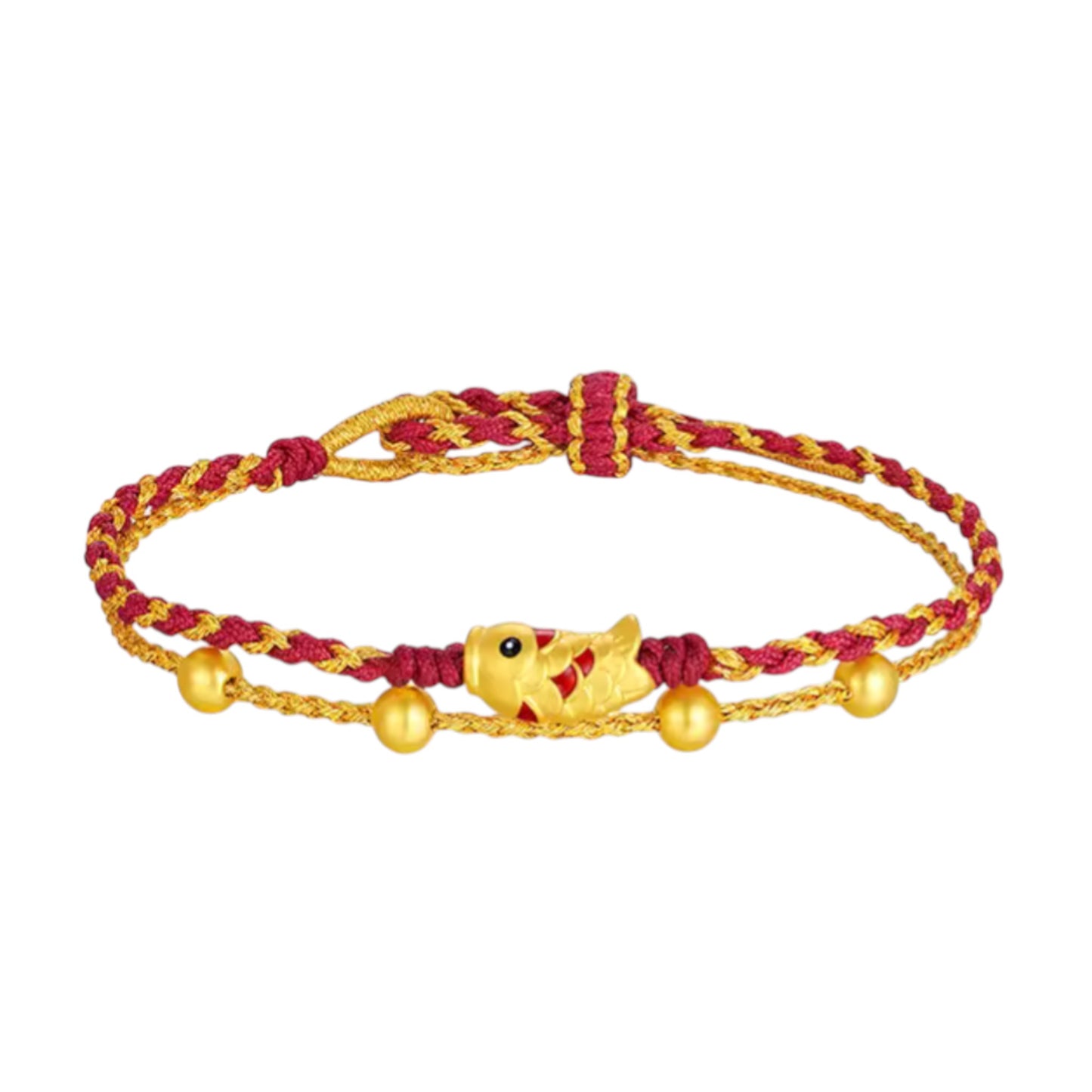 24K 999 Gold Enamel Ingot Pixiu Gourd Lucky Bag Charm Layer Rope Braided Bracelet