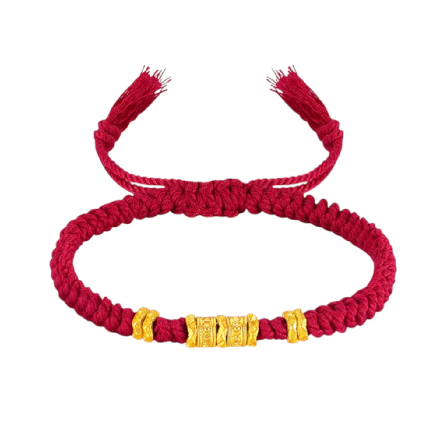 24K 999 Gold The Six-Syllable Mantra Beads Charm Rope Bracelet