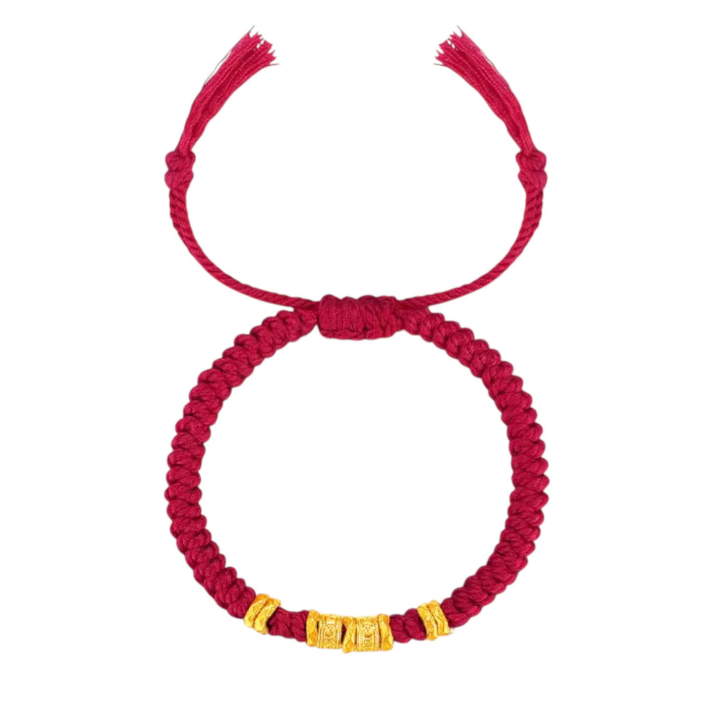 24K 999 Gold The Six-Syllable Mantra Beads Charm Rope Bracelet