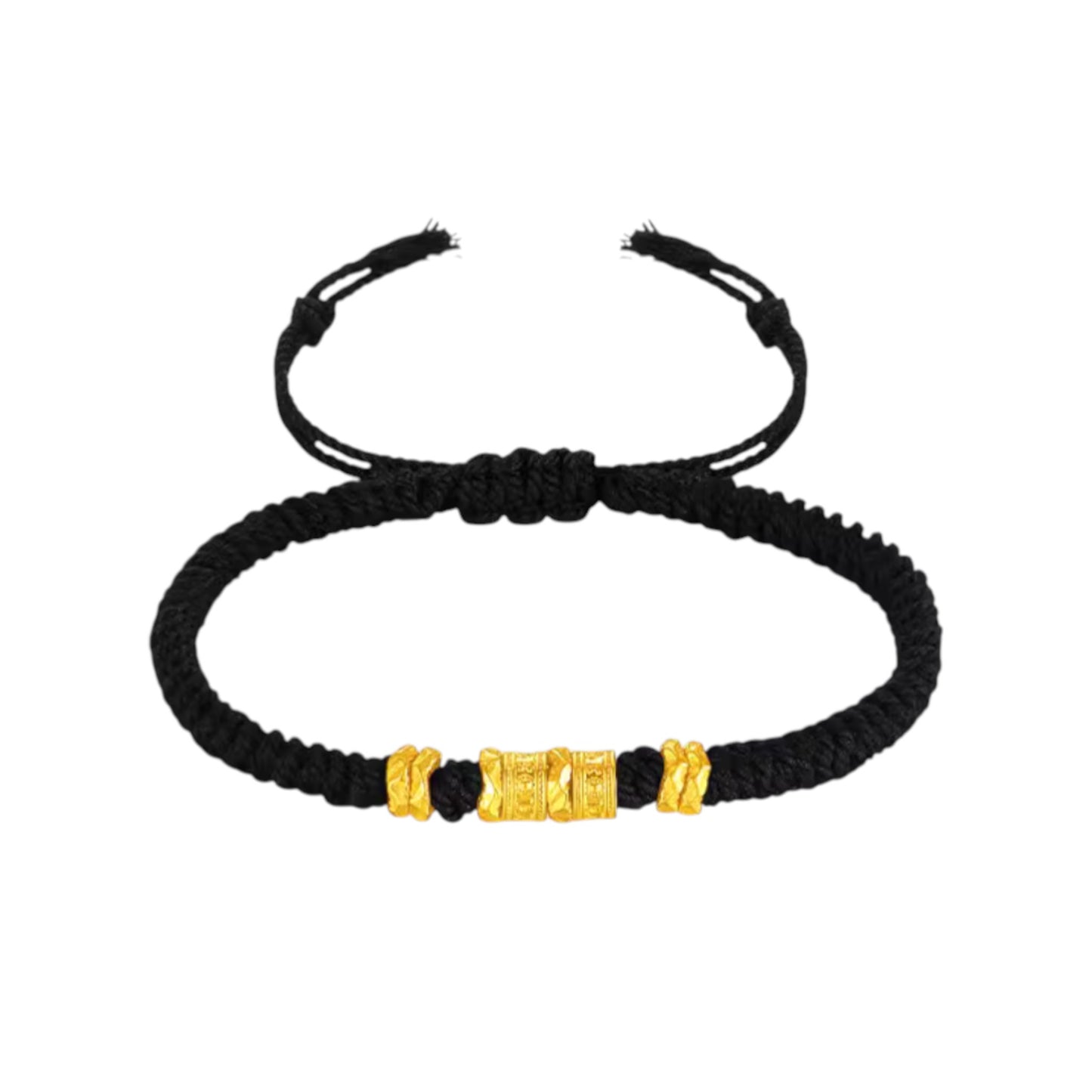 24K 999 Gold The Six-Syllable Mantra Beads Charm Rope Bracelet