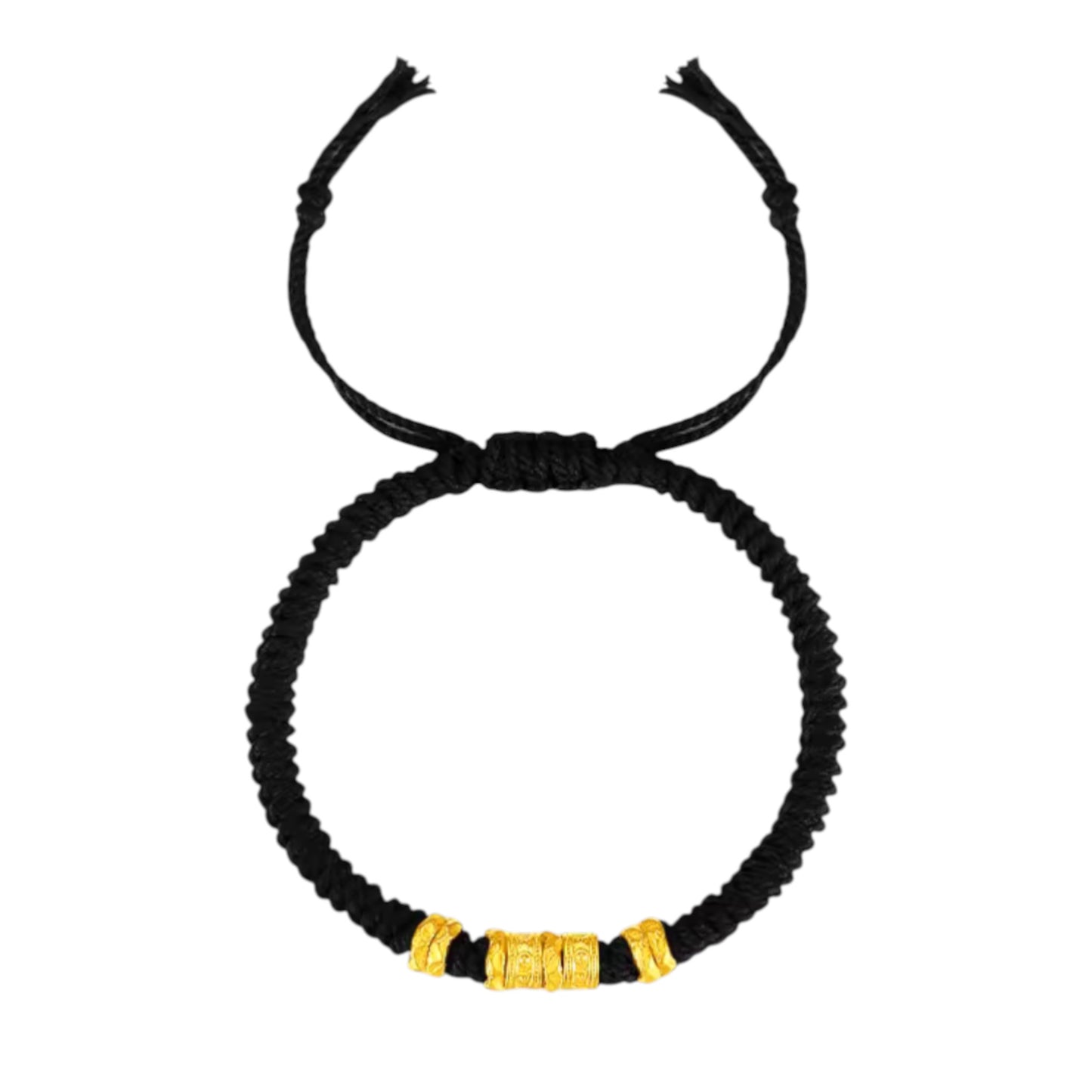24K 999 Gold The Six-Syllable Mantra Beads Charm Rope Bracelet