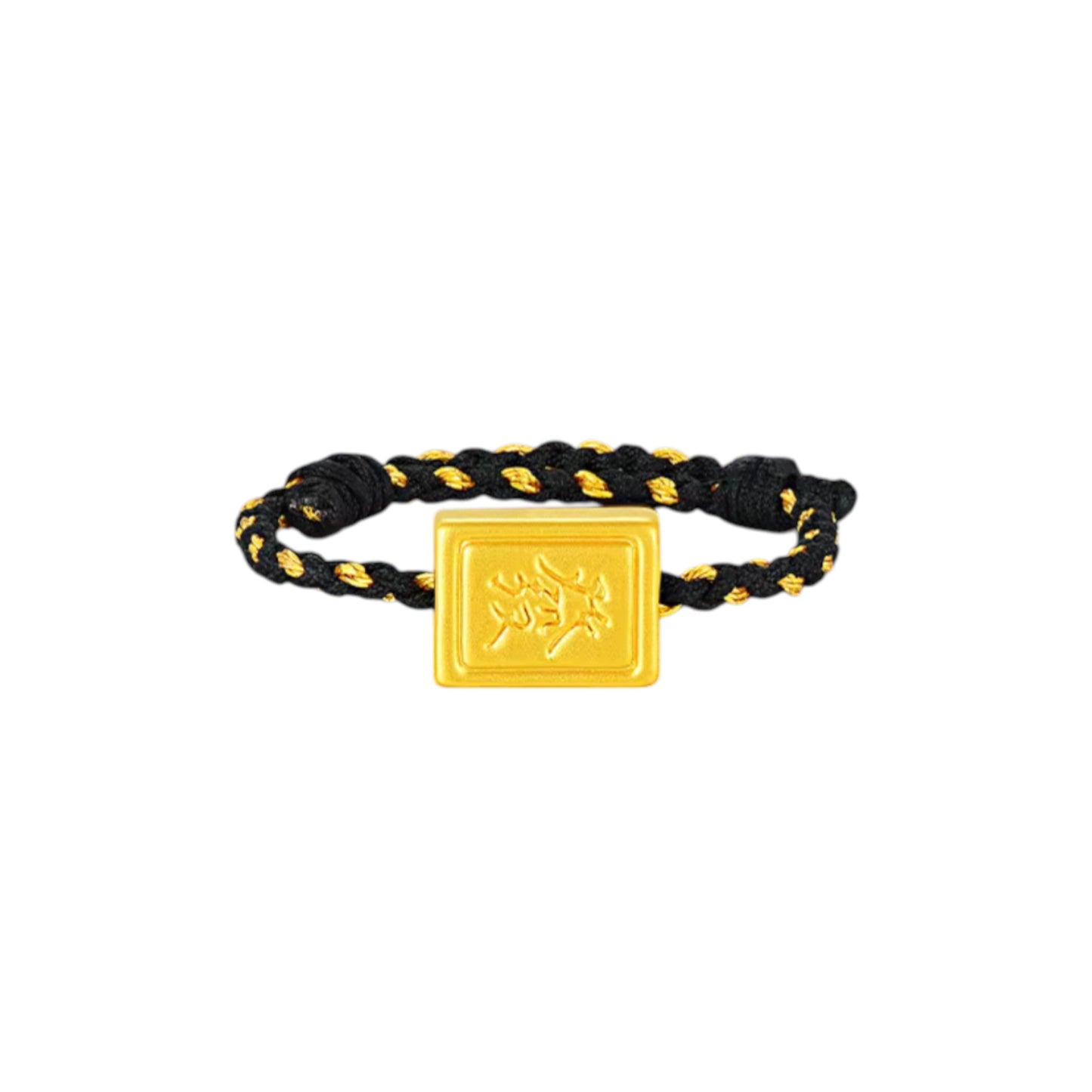 24K 999 Gold Chinese "Fa" Get Rich Charm Rope Braided Ring