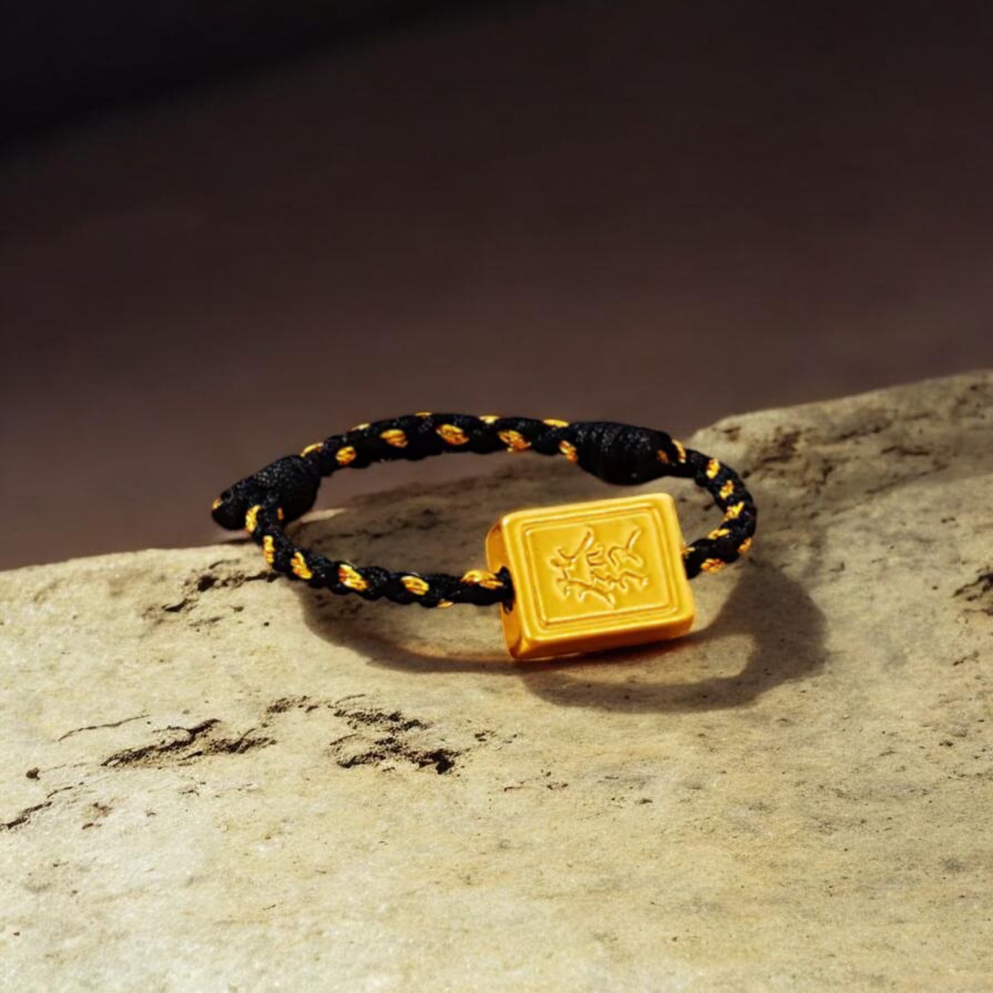 24K 999 Gold Chinese "Fa" Get Rich Charm Rope Braided Ring