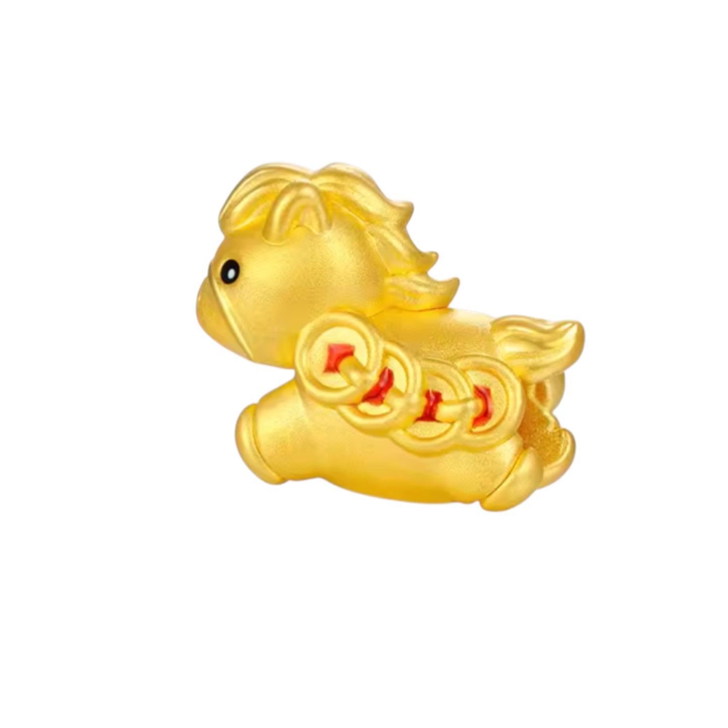 24K 999 Gold Enamel Horse Charm With Rope Braided Adjustable Bracelet