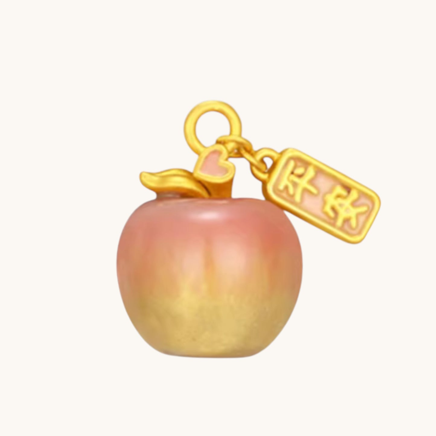 24k 999 Gold Thermochromic Enamel Apple Charm Peace and joy Pendant