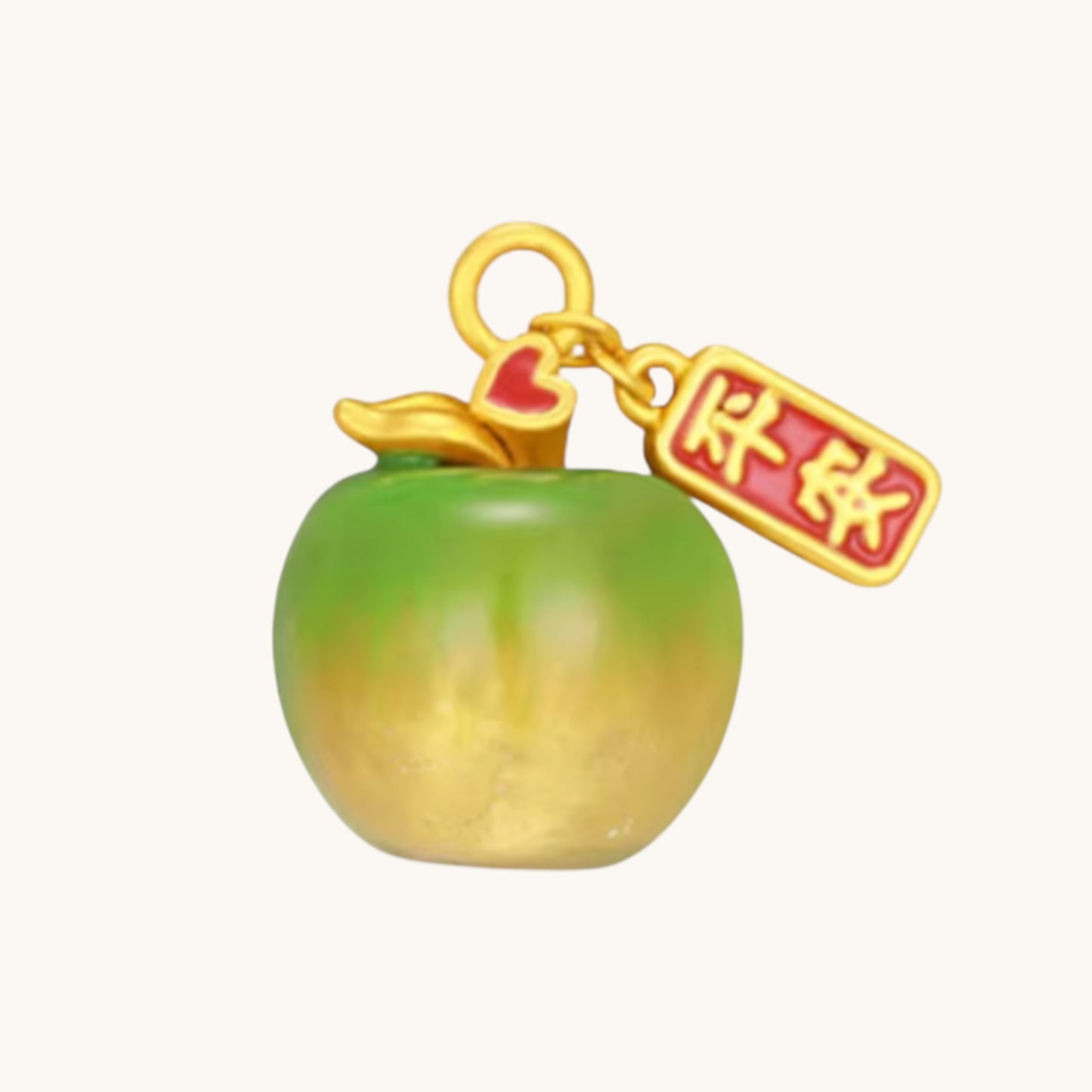 24k 999 Gold Thermochromic Enamel Apple Charm Peace and joy Pendant