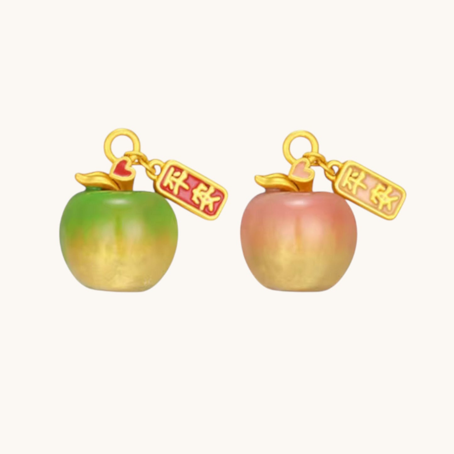 24k 999 Gold Thermochromic Enamel Apple Charm Peace and joy Pendant