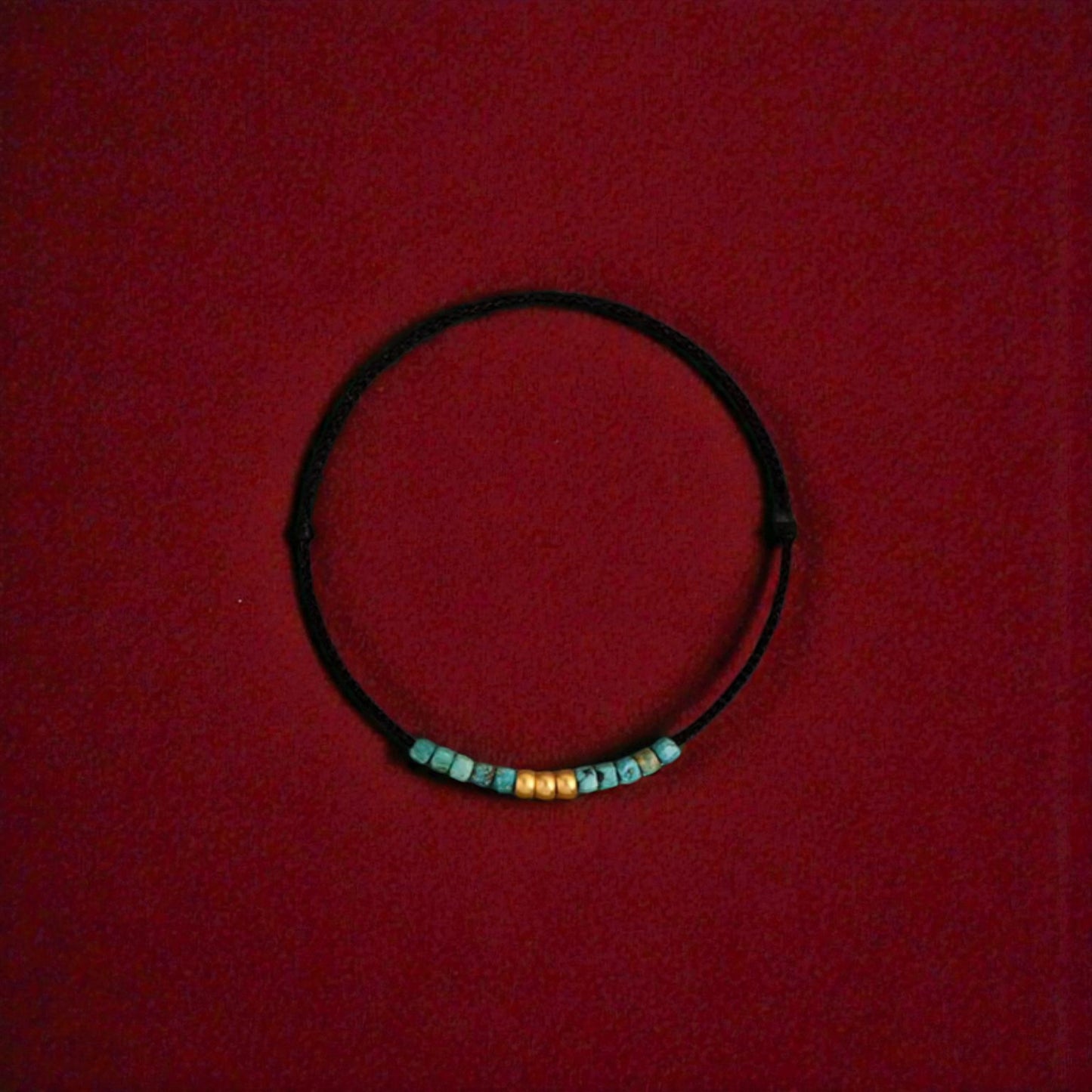 24k 999 Gold Beads Turquoise Fine Red Rope Bracelet and Anklet for Men and Women